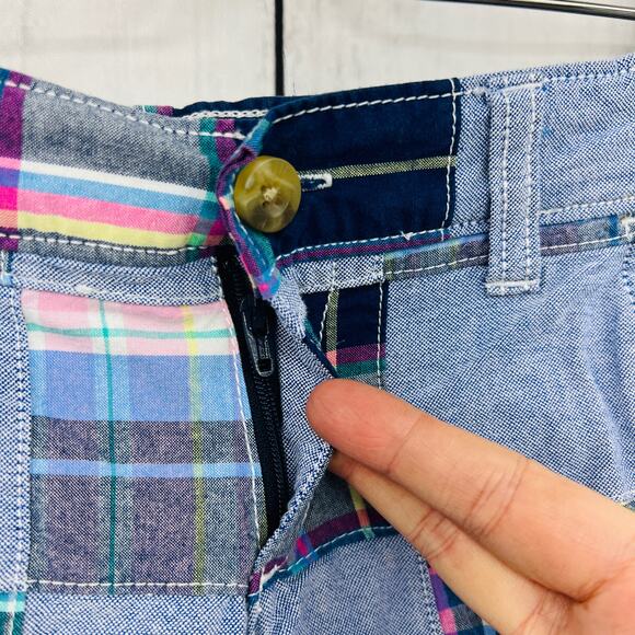 Janie and Jack (4) Little Girls Plaid Blue Denim Board Shorts - Picture 3 of 9